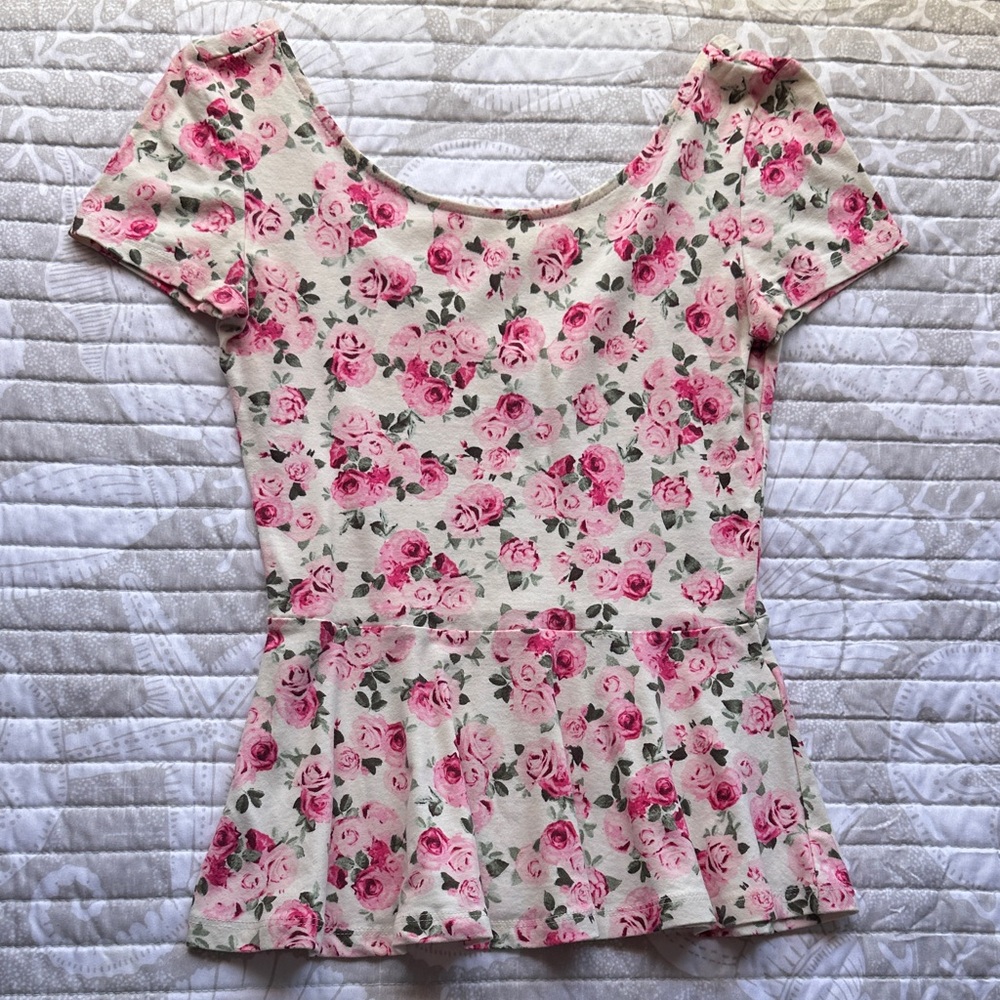 Divided Pink Floral Blouse